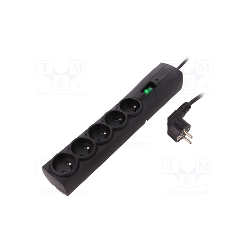 1 pcs x EVER - T/LZ09-CLA050/0000 - Plug socket strip: protective, Sockets: 5, 250VAC, 10A, black, 175J