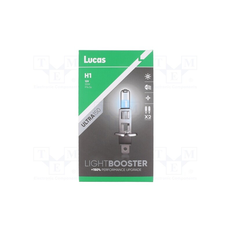 1 set x LUCAS - LLX448CLX2 - Filament lamp: automotive, P14,5s, 12V, 55W, Ultra, LIGHTBOOSTER