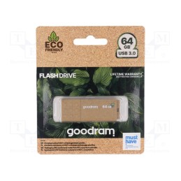 1 pcs x GOODRAM - UME3-0640EFR11 - Pendrive, Eco Friendly,USB 3.2, 64GB, R: 60MB/s, W: 20MB/s, USB A