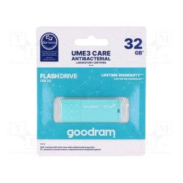 1 pcs x GOODRAM - UME3-0320CRR11 - Pendrive, USB 3.2, 32GB, R: 60MB/s, W: 20MB/s, USB A, mint