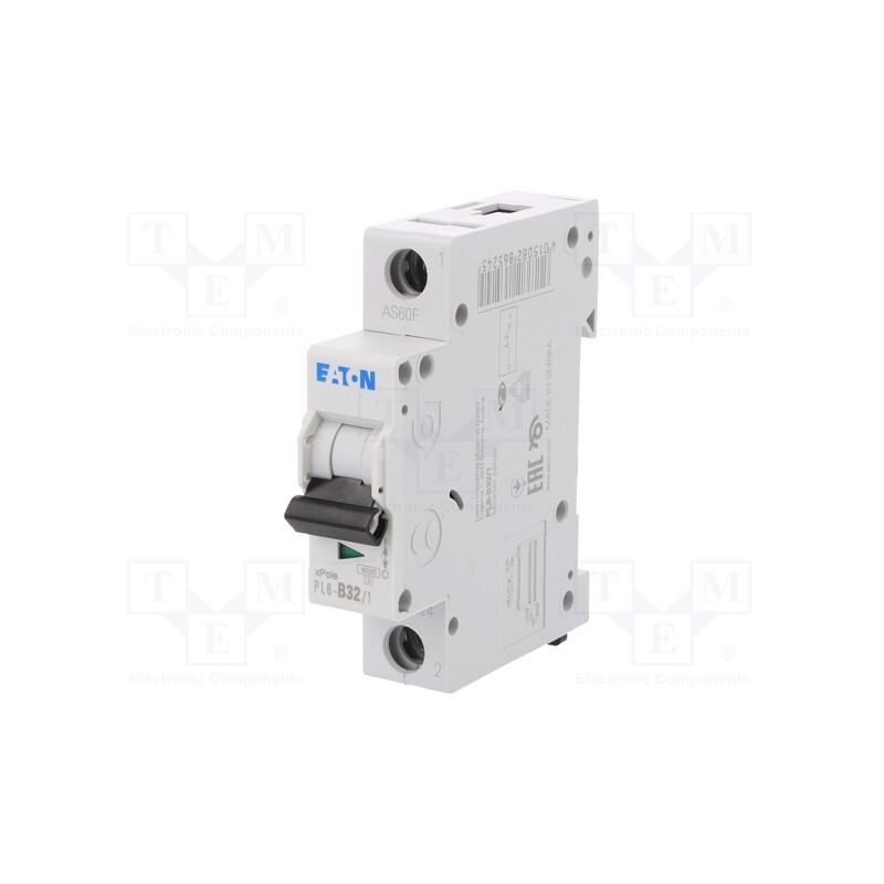 1 pcs x EATON ELECTRIC - PL6-B32/1 - Circuit breaker, 230/400VAC, Inom: 32A, Poles: 1, Charact: B, 6kA