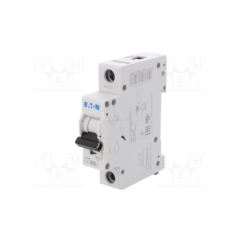 1 pcs x EATON ELECTRIC - PL6-B25/1 - Circuit breaker, 230/400VAC, Inom: 25A, Poles: 1, Charact: B, 6kA