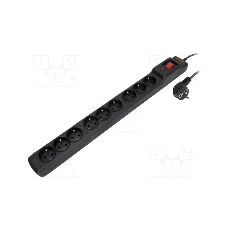 1 pcs x ARMAC - M9/15/CZ - Plug socket strip: protective, Sockets: 9, 250VAC, 10A, black