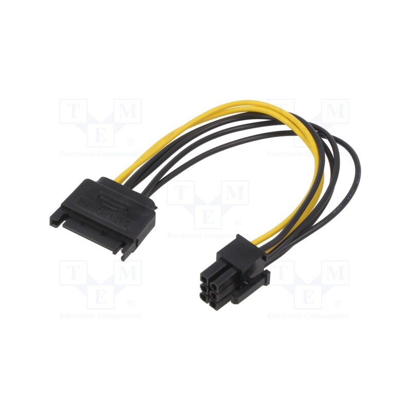 1 pcs x SAVIO - SAVAK-20 - Cable: mains SATA, PCIe 6pin female,SATA 15pin male, 0.18m