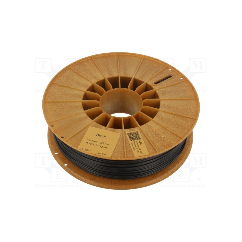 1 rol x ROSA 3D - 5907753130549 - Filament: ASA, 1.75mm, black, 220÷250°C, 700g, Table temp: 90÷110°C