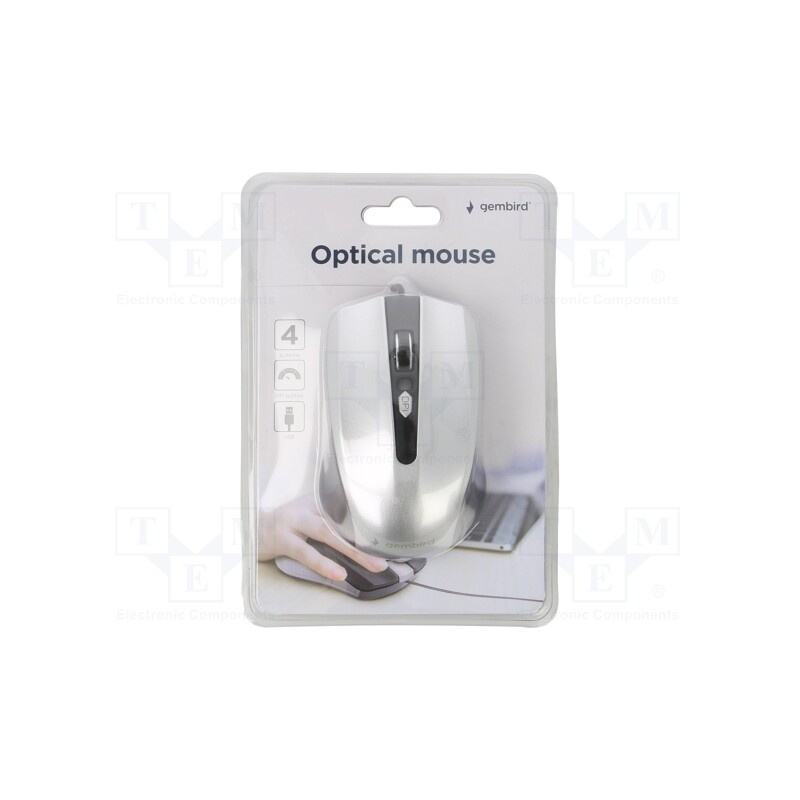1 pcs x GEMBIRD - MUS-4B-01-BS - Optical mouse, black,silver, USB A, wired, 1.35m, No.of butt: 4