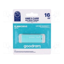 1 pcs x GOODRAM - UME3-0160CRR11 - Pendrive, USB 3.2, 16GB, R: 60MB/s, W: 20MB/s, USB A, mint