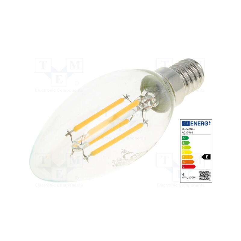 1 pcs x ams OSRAM - 4058075438637 - LED lamp, warm white, E14, 230VAC, 470lm, P: 4W, 2700K, CRImin: 80