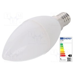 1 pcs x V-TAC - SKU 171 - LED lamp, warm white, E14, 220/240VAC, 470lm, P: 5.5W, 200°, 3000K