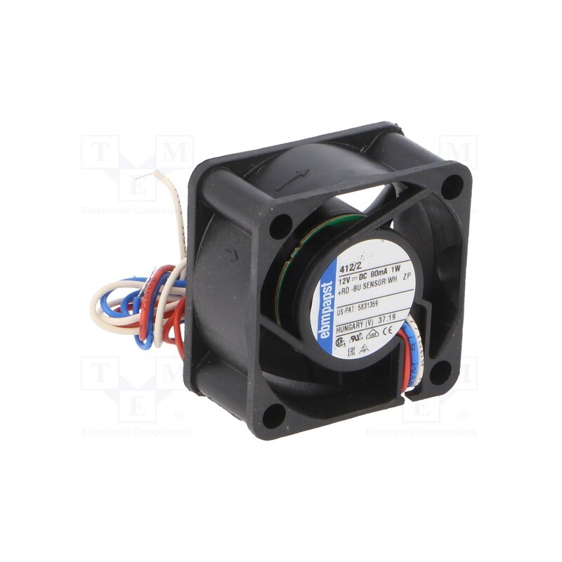1 pcs x EBM-PAPST - 412/2 - Fan: DC, axial, 12VDC, 40x40x20mm, 10m3/h, 18dBA, slide bearing
