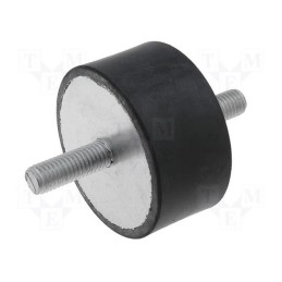1 pcs x ELESA+GANTER - DVA.1-50-50-M10-28-55 - Vibration damper, M10, Ø: 50mm, rubber, L: 50mm, Thread len: 28mm
