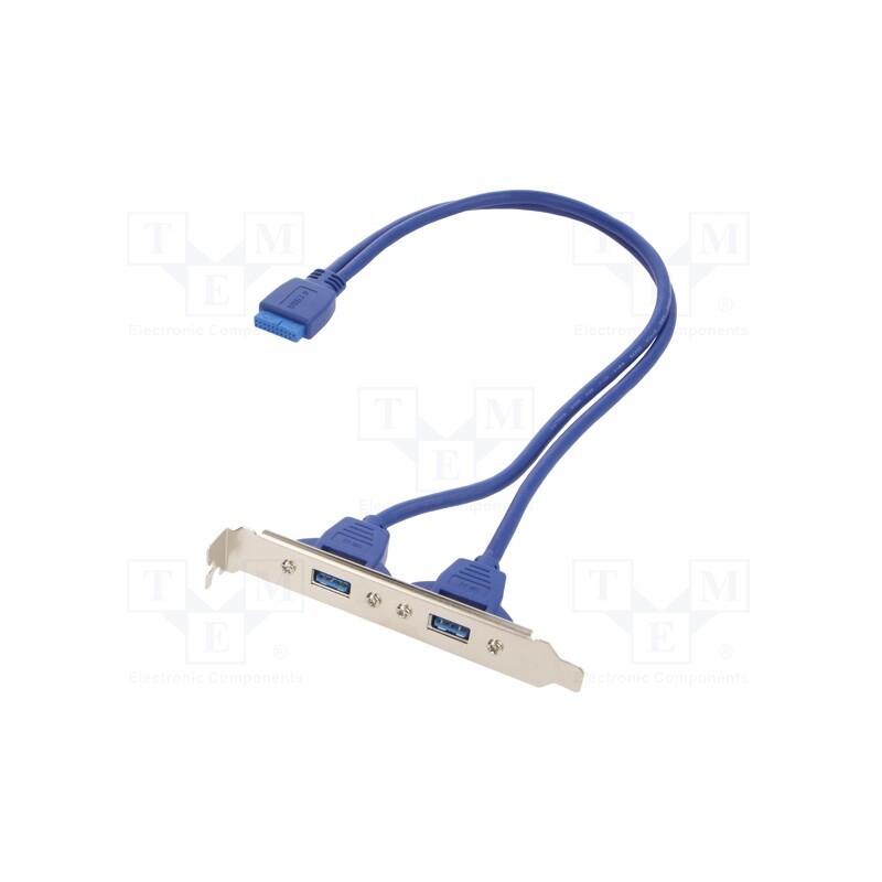 1 pcs x GEMBIRD - CC-USB3-RECEPTACLE - Transition: adapter, IDE 20pin female,USB A socket x2, 0.45m