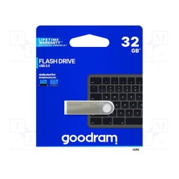 1 pcs x GOODRAM - UUN2-0320S0R11 - Pendrive, USB 2.0, 32GB, R: 20MB/s, W: 5MB/s, USB A, silver