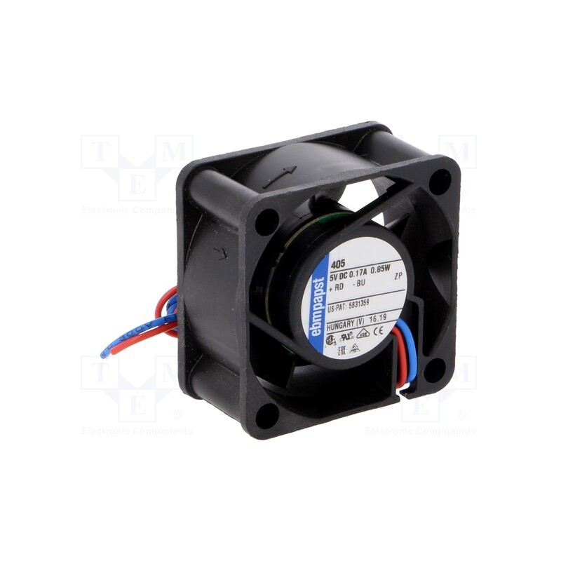 1 pcs x EBM-PAPST - 405 - Fan: DC, axial, 5VDC, 40x40x20mm, 10m3/h, 18dBA, slide bearing