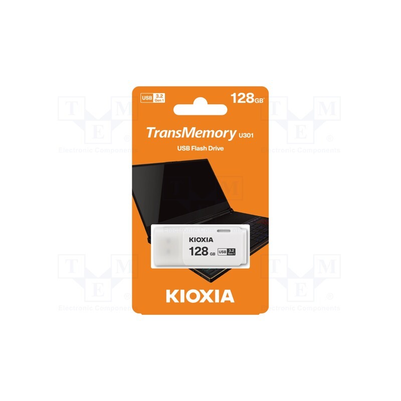 1 pcs x KIOXIA - LU301W128GG4 - Pendrive, USB 3.2, 128GB, USB A, HAYABUSA, white