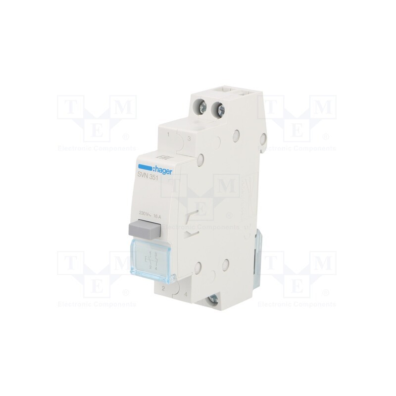 1 pcs x HAGER - SVN351 - Module: pushbutton switch, 230VAC, 16A, for DIN rail mounting