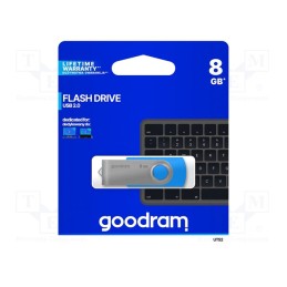 1 pcs x GOODRAM - UTS2-0080B0R11 - Pendrive, USB 2.0, 8GB, R: 20MB/s, W: 5MB/s, USB A, blue