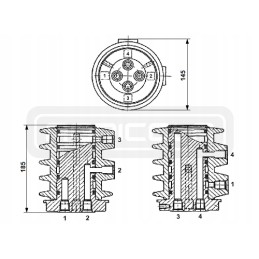 Universal hydraulic swivel connector, 2 sections