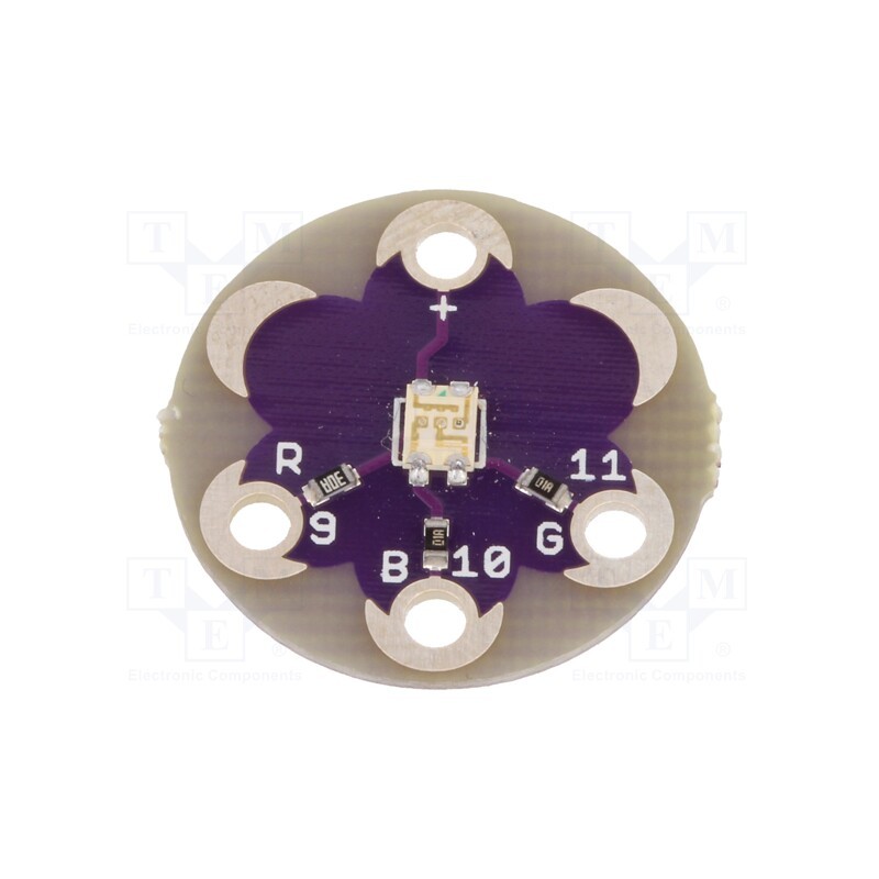 1 pcs x SPARKFUN ELECTRONICS - DEV-08467 - Module: LED, LilyPad, RGB,mix colours, metalic holes