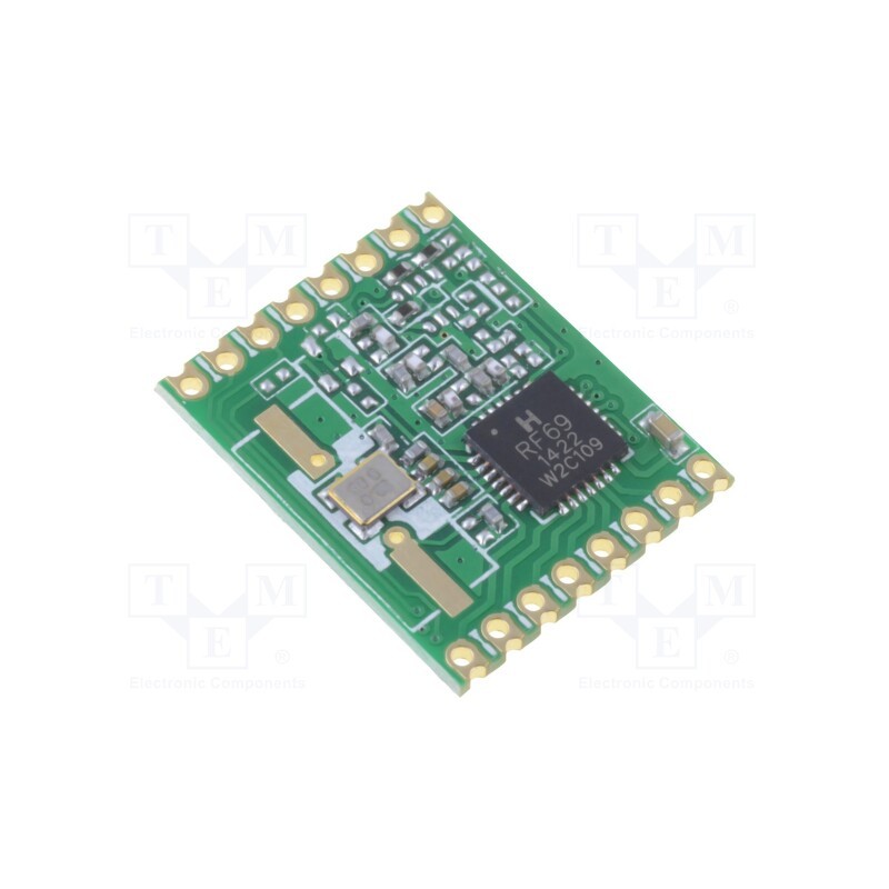 1 pcs x HOPE MICROELECTRONICS - RFM69W-868S2 - Module: RF, FM transceiver, FSK, 868MHz, SPI, -120dBm, 1.8÷3.6VDC