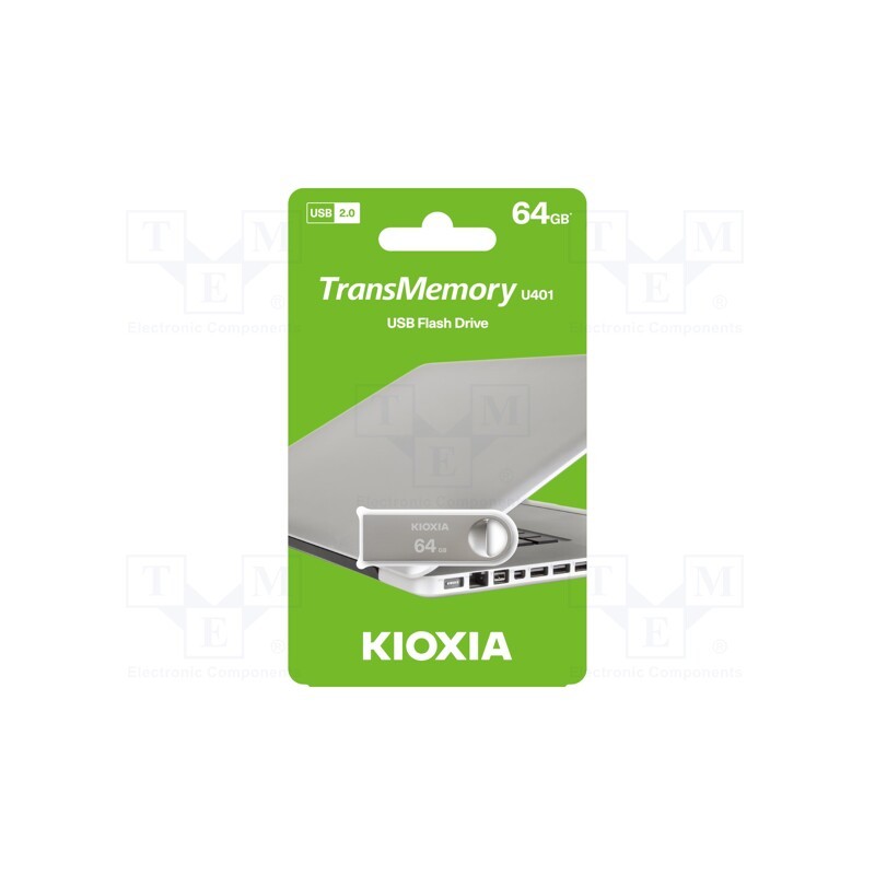 1 pcs x KIOXIA - LU401S064GG4 - Pendrive, USB 2.0, 64GB, USB A, OWAHRI, silver