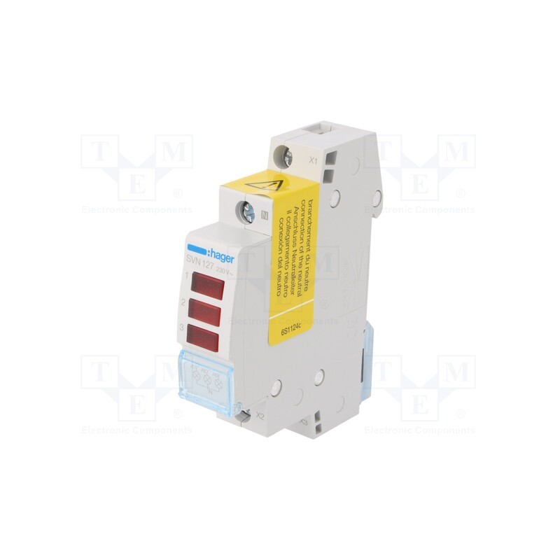 1 pcs x HAGER - SVN127 - Module: voltage indicator, 230VAC, IP20, for DIN rail mounting