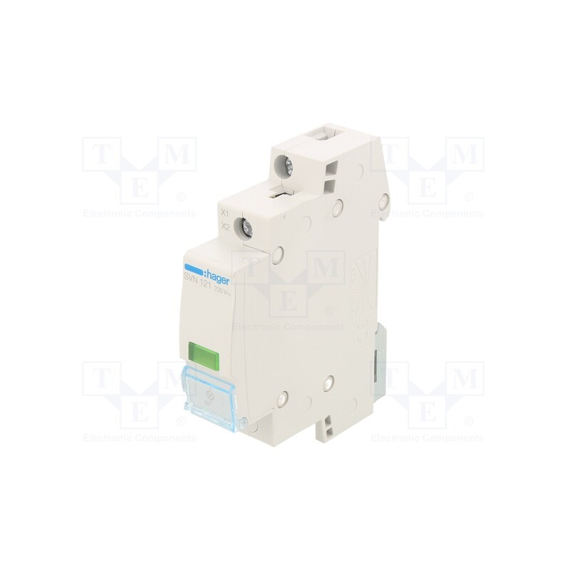 1 pcs x HAGER - SVN121 - LED indicator, 230VAC, for DIN rail mounting, Colour: green