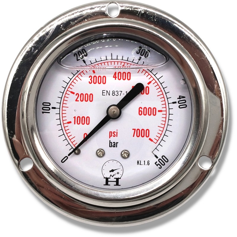 Hydraulic panel pressure gauge 0 500 bar on 1 4