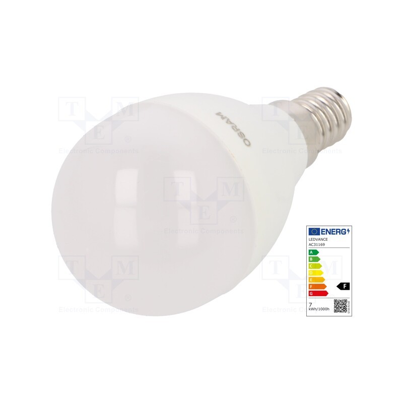 1 pcs x ams OSRAM - 4058075152939 - LED lamp, warm white, E14, 230VAC, 806lm, P: 7.5W, 2700K, CRImin: 80