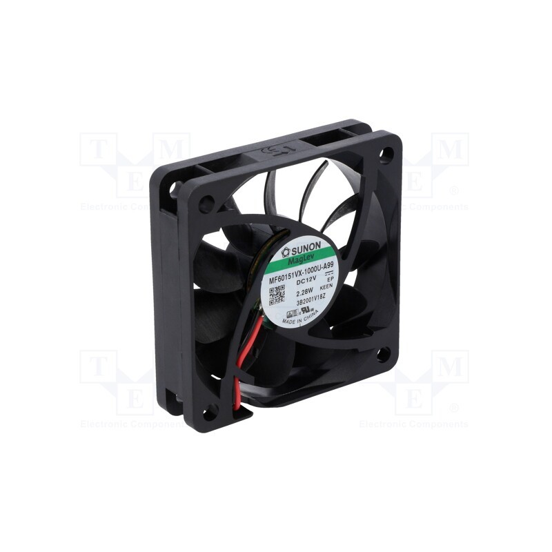 1 pcs x SUNON - MF60151VX-1000U-A99 - Fan: DC, axial, 12VDC, 60x60x15mm, 51.65m3/h, 36.2dBA, Vapo, 5400rpm
