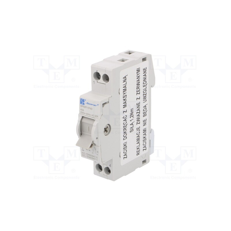 1 pcs x SPAMEL - SPMP\1P40 - Module: mains-generator switch, Poles: 1, 240/415VAC, 40A, IP20