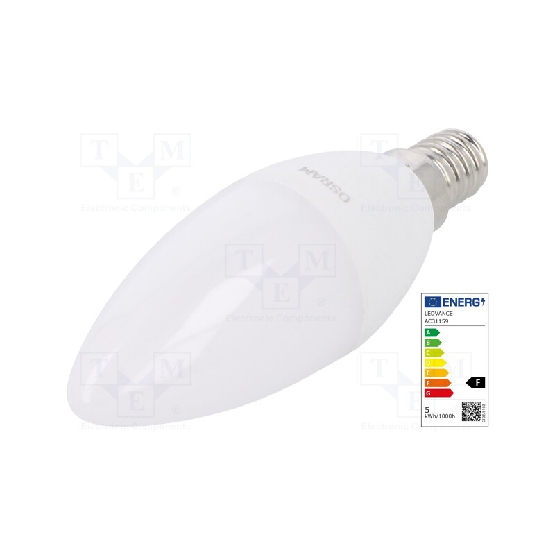 1 pcs x ams OSRAM - 4052899973367 - LED lamp, neutral white, E14, 230VAC, 470lm, P: 5.7W, 4000K