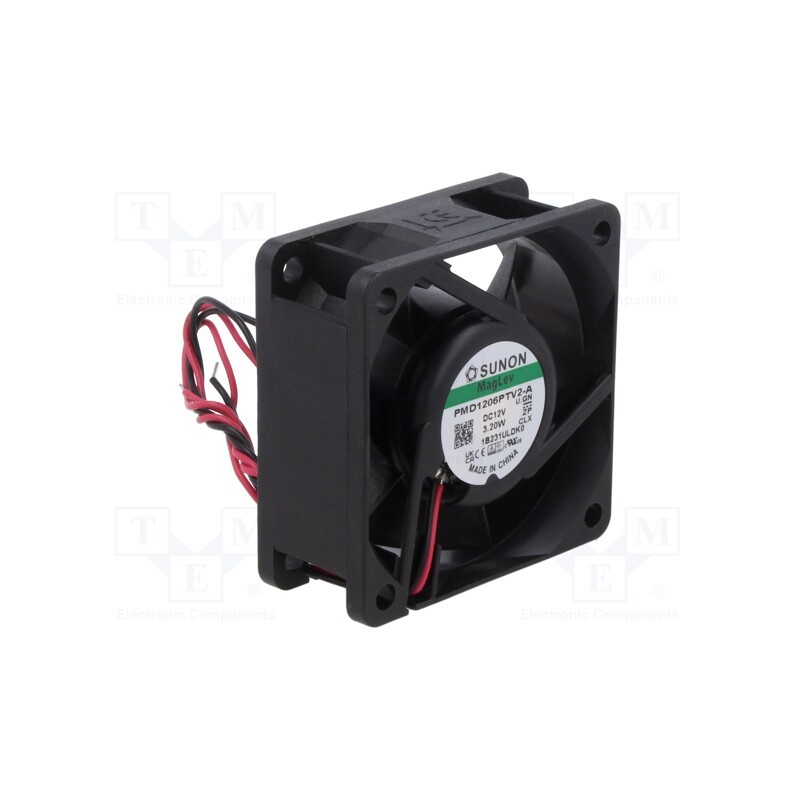1 pcs x SUNON - PMD1206PTV2-A P/N:U.GN - Fan: DC, axial, 12VDC, 60x60x25mm, 53.52m3/h, 41dBA, Vapo, 26AWG