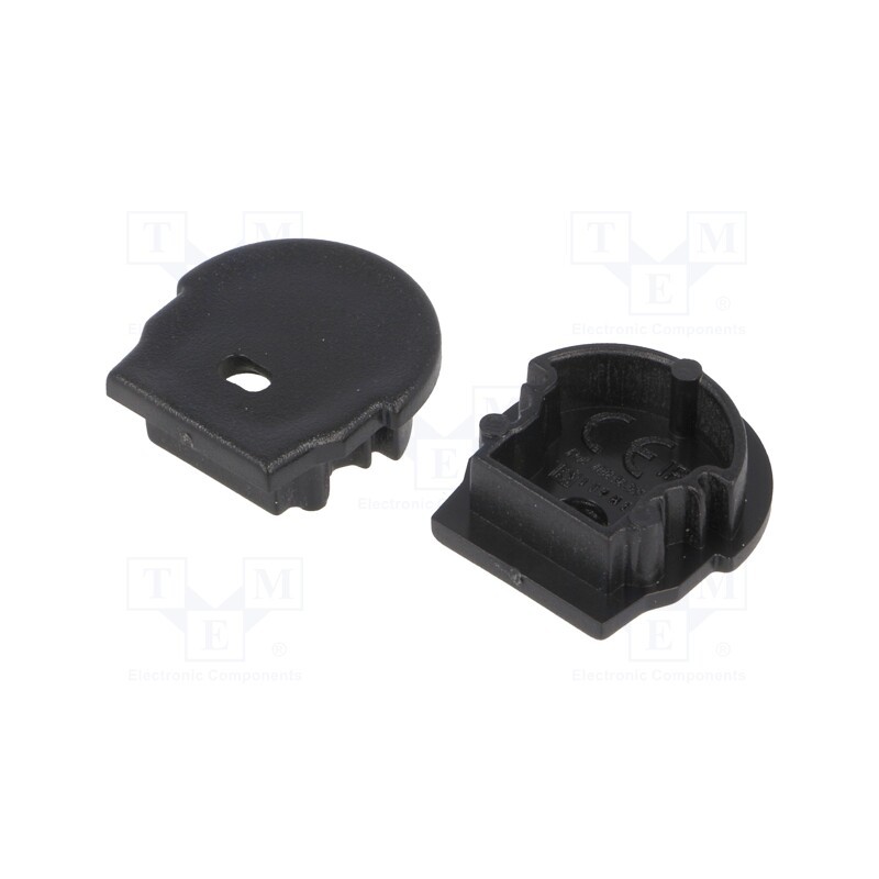 1 set x TOPMET - A1970002 -AS - Cap for LED profiles, black, 2pcs, ABS, with hole,rounded, UNI12