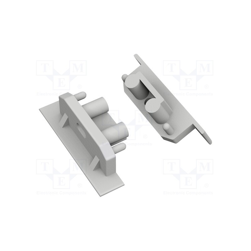 1 set x TOPMET - 76990040 -AS - Cap for LED profiles, silver, 2pcs, ABS, GEN2,with hole, GROOVE10