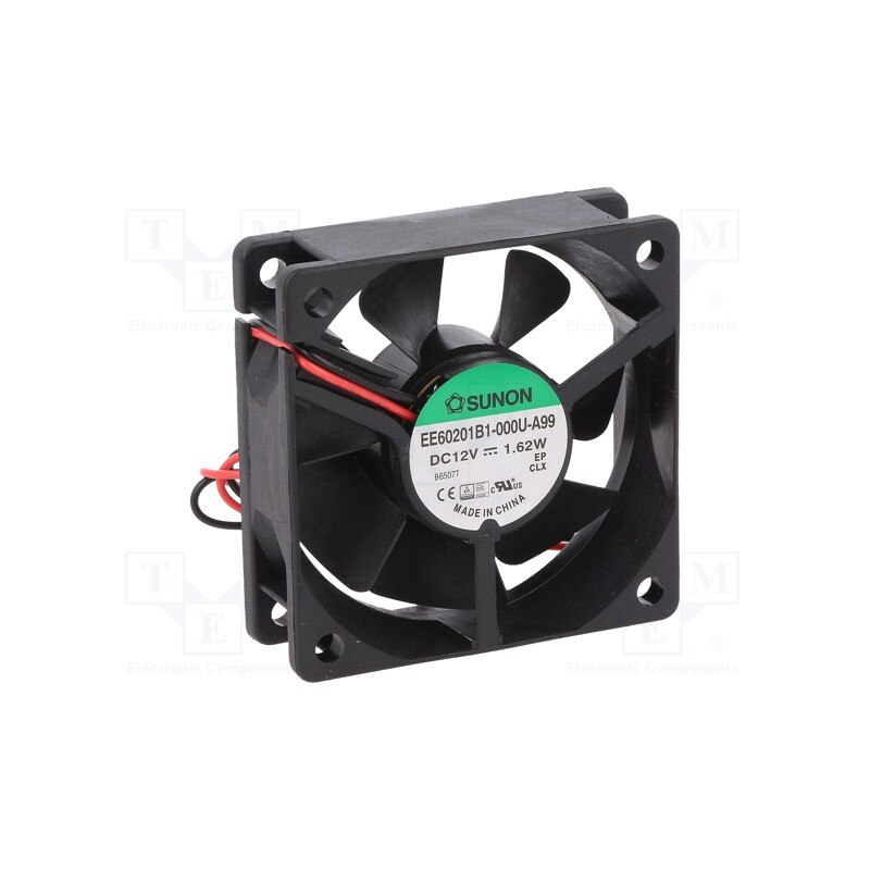1 pcs x SUNON - EE60201B1-000U-A99 - Fan: DC, axial, 12VDC, 60x60x20mm, 39.08m3/h, 34.5dBA, ball bearing
