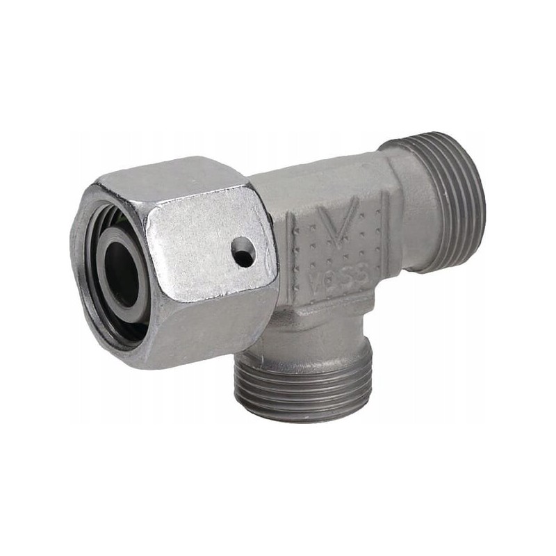 Tee connector with asymmetrical nut M22x1