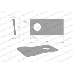 Left lawn mower blade 100x48x3mm hole 23 uses