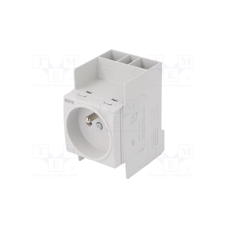1 pcs x HAGER - SN216 - F-type socket, 230VAC, 16A, for DIN rail mounting