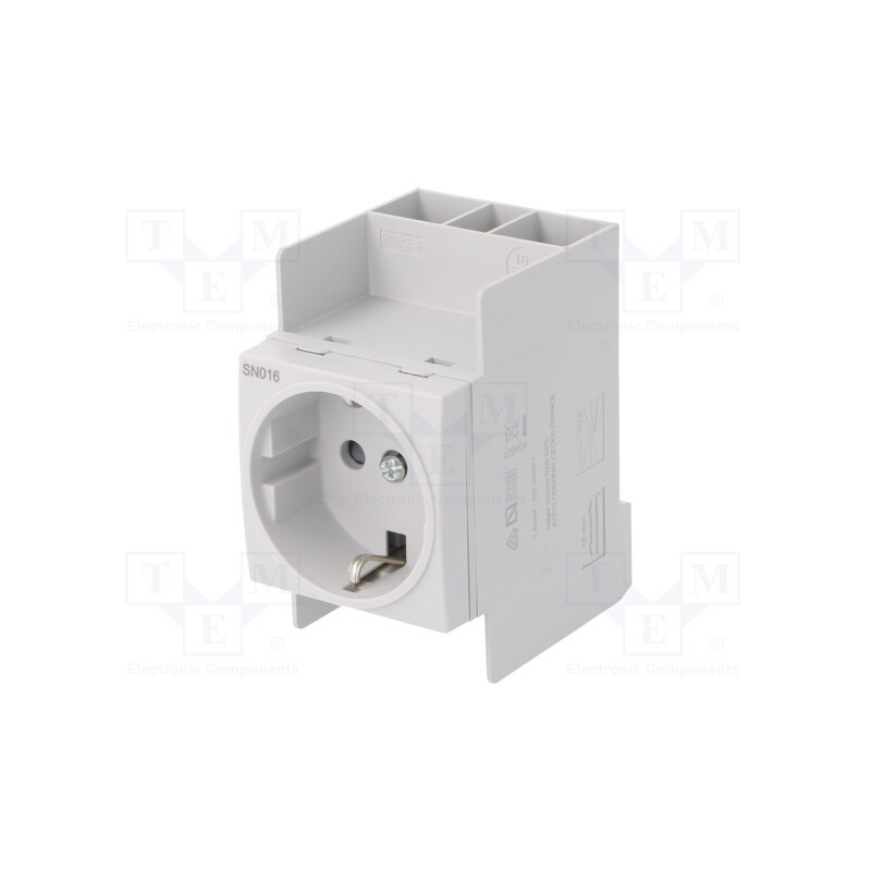1 pcs x HAGER - SN016 - F-type socket (Schuko), 230VAC, 16A, for DIN rail mounting