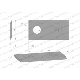 Left lawn mower blade 96x48x4mm hole 19 uses