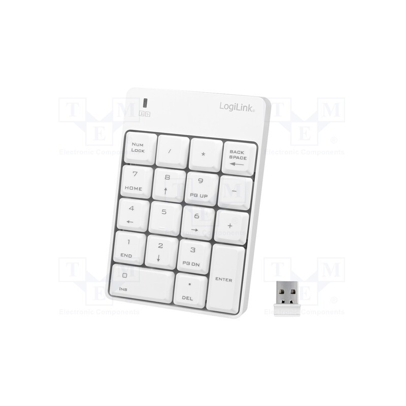 1 pcs x LOGILINK - ID0186 - Keyboard, white, USB, wireless, 10m