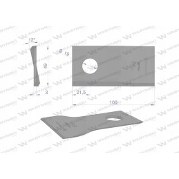 Left lawn mower blade 100x48x3mm hole 19 uses