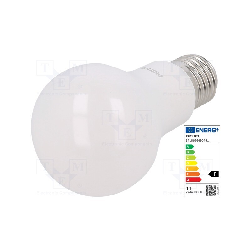 1 pcs x PHILIPS - 8718696490761 - LED lamp, warm white, E27, 230VAC, 1055lm, P: 11W, 200°, 2700K
