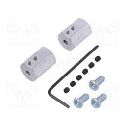 1 set x POLOLU - 12MM HEX WHEEL ADAPTER FOR 3MM SHAFT - Bracket wheel, Kit: adapter,allen wrench,mounting screws, 2pcs.