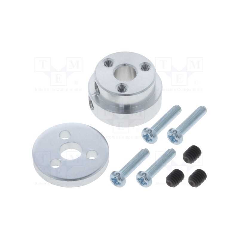 1 pcs x POLOLU - ALUMINUM SCOOTER WHEEL ADAPTER FOR 1/4? - Bracket wheel, Kit: adapter,allen wrench,mounting screws, 1pcs.