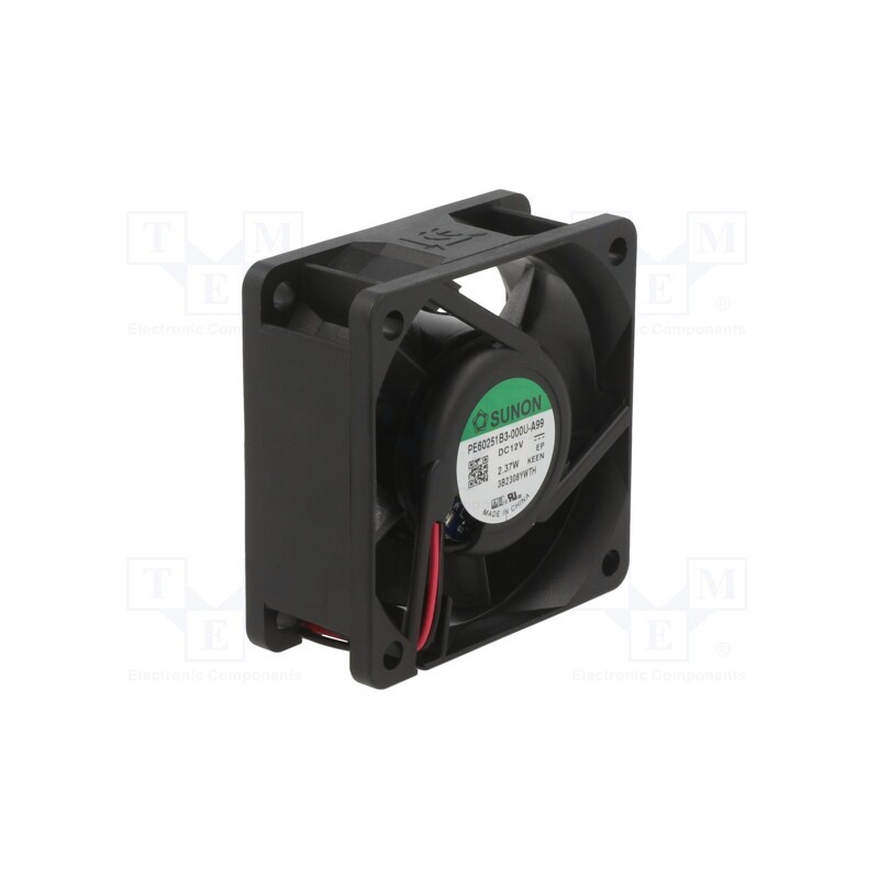 1 pcs x SUNON - PE60251B3-000U-A99 - Fan: DC, axial, 12VDC, 60x60x25mm, 49.27m3/h, 38dBA, ball bearing