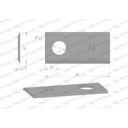Lawn mower blade 97x47x3mm hole 21 uses