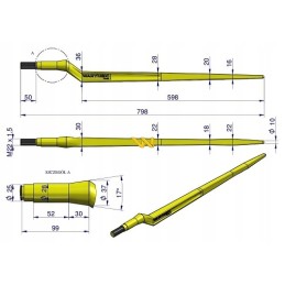 Loader, bent l 800mm, Waryn round