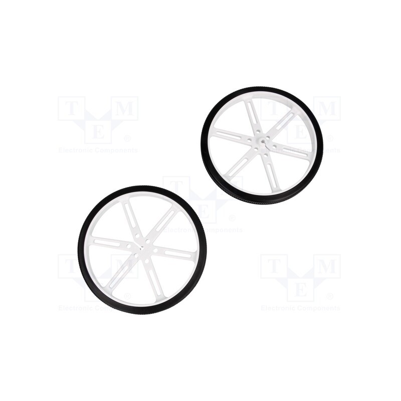 1 set x POLOLU - WHEEL 90×10MM PAIR WHITE - Wheel, white, Shaft: D spring, push-in, Ø: 90mm, Shaft dia: 3mm
